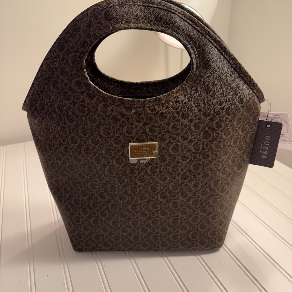 Guess Brown Monogram Lunch Bag